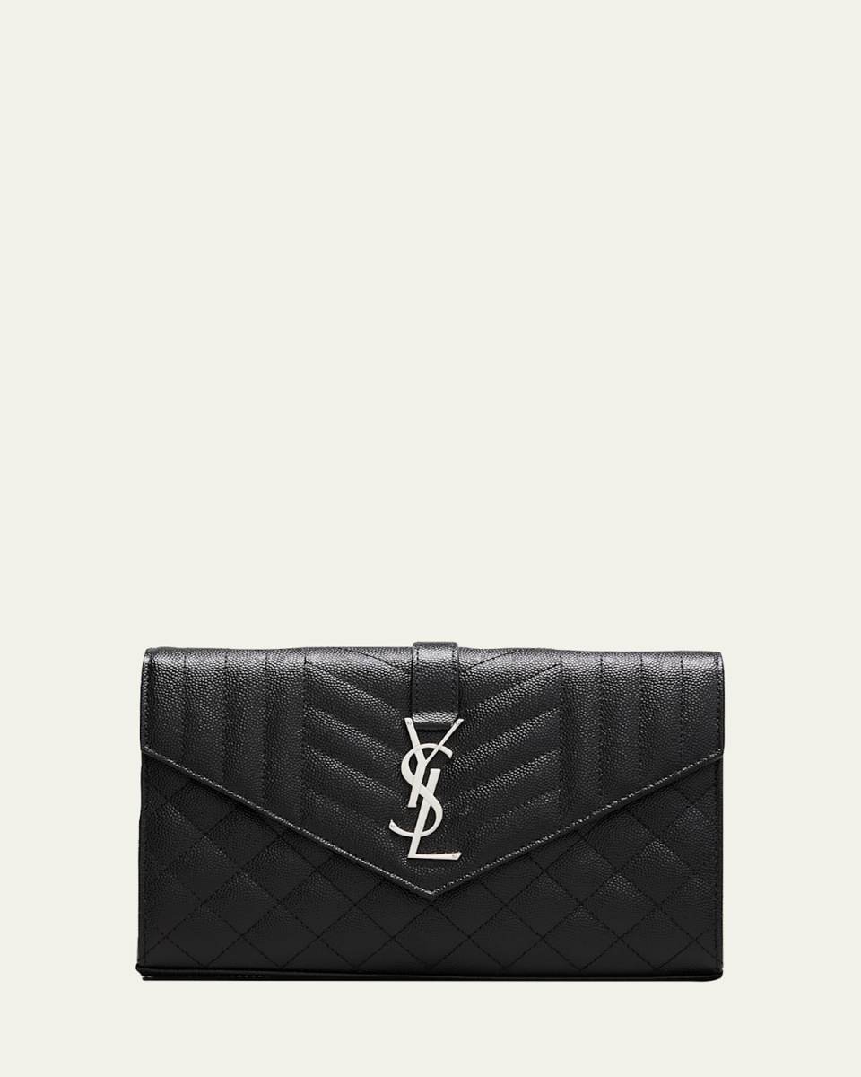 Envelope Triquilt YSL Wallet on Chain in Grained Leather